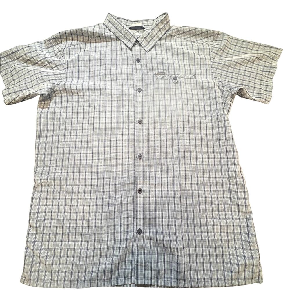 Columbia Mens Plaid Short Sleeve Button Up Shirt XL Regular Fit Outdoor Casual